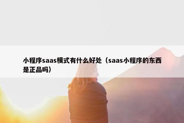 小程序saas模式有什么好处（saas小程序的东西是正品吗）