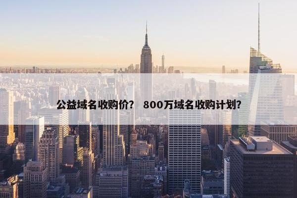公益域名收购价？ 800万域名收购计划？