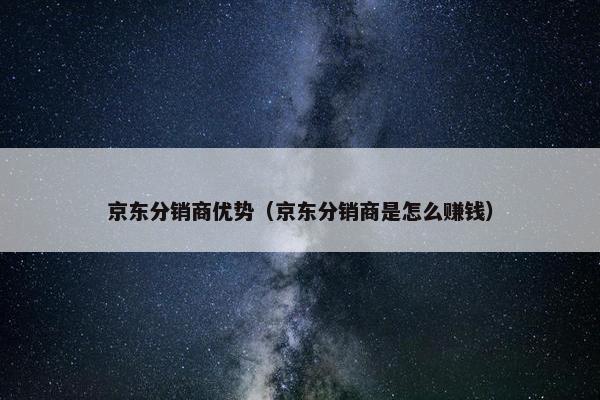 京东分销商优势（京东分销商是怎么赚钱）