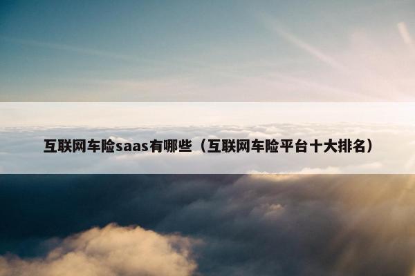 互联网车险saas有哪些（互联网车险平台十大排名）