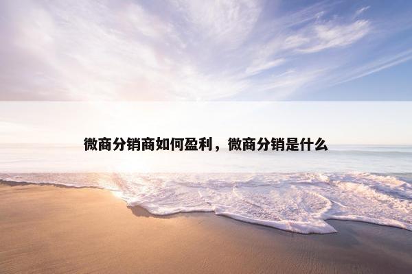 微商分销商如何盈利，微商分销是什么