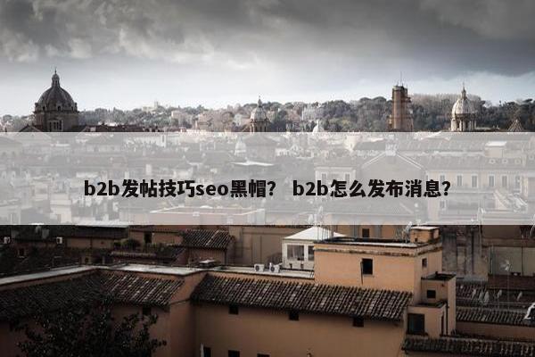 b2b发帖技巧seo黑帽？ b2b怎么发布消息？