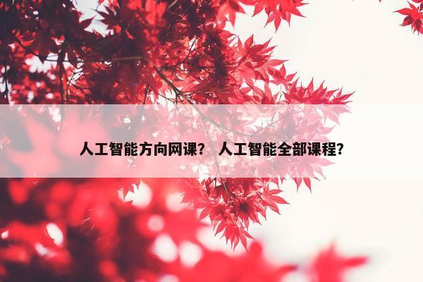 人工智能方向网课？ 人工智能全部课程？