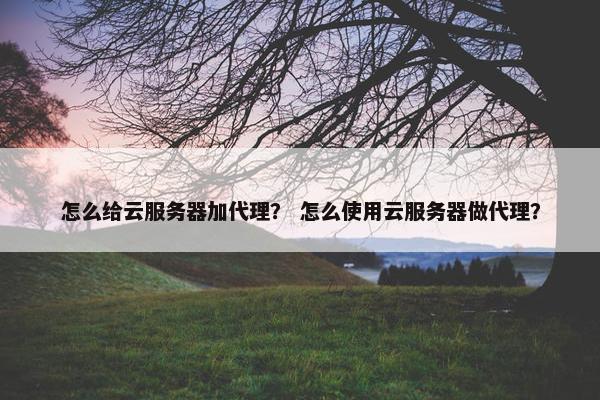 怎么给云服务器加代理？ 怎么使用云服务器做代理？