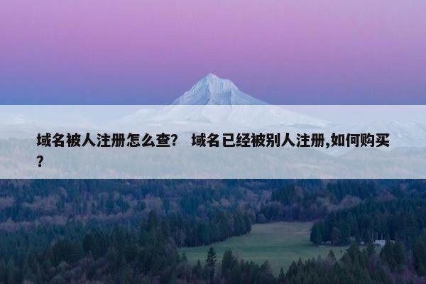 域名被人注册怎么查？ 域名已经被别人注册,如何购买？