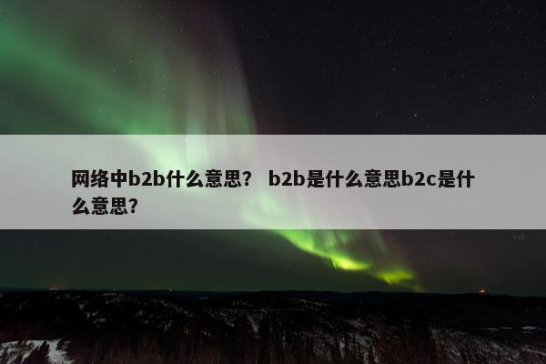 网络中b2b什么意思？ b2b是什么意思b2c是什么意思？