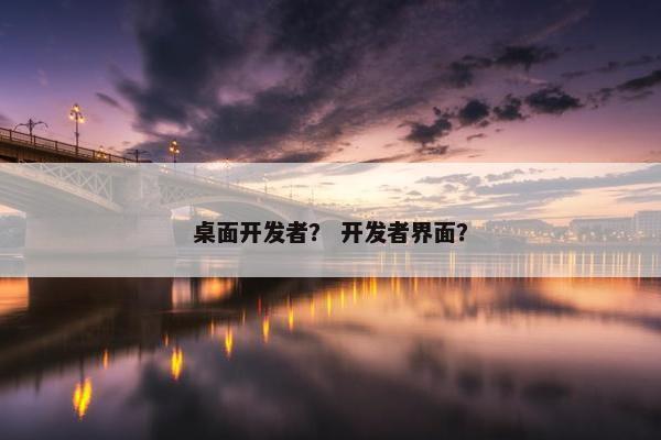桌面开发者？ 开发者界面？