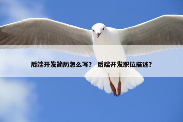 后端开发简历怎么写？ 后端开发职位描述？