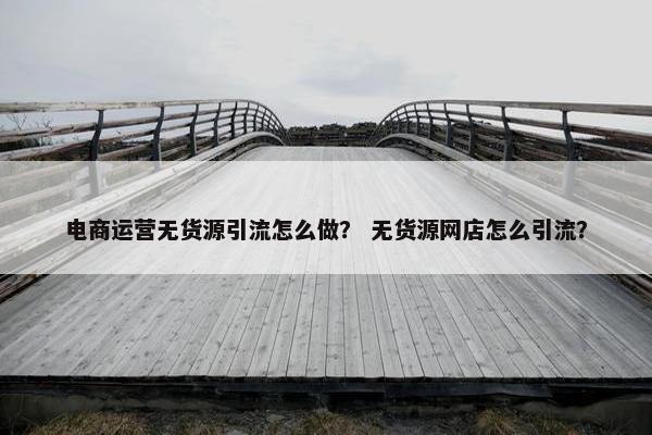 电商运营无货源引流怎么做？ 无货源网店怎么引流？