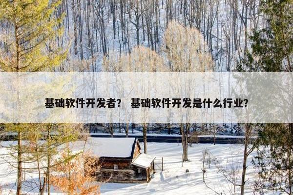基础软件开发者？ 基础软件开发是什么行业？