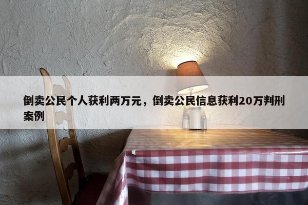 倒卖公民个人获利两万元，倒卖公民信息获利20万判刑案例