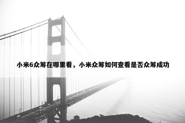 小米6众筹在哪里看，小米众筹如何查看是否众筹成功
