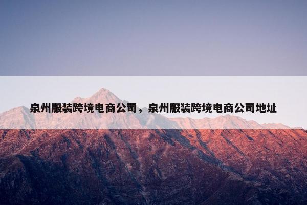 泉州服装跨境电商公司,泉州服装跨境电商公司地址