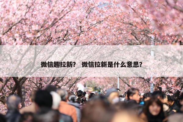 微信趣拉新？ 微信拉新是什么意思？