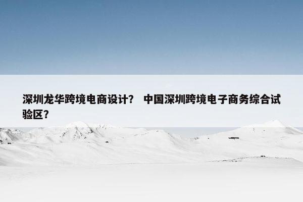 深圳龙华跨境电商设计？ 中国深圳跨境电子商务综合试验区？