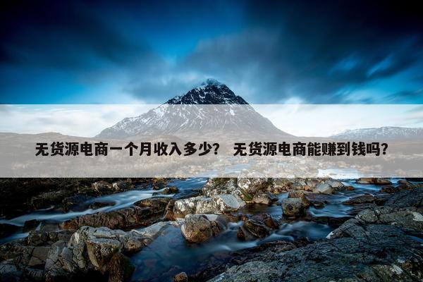 无货源电商一个月收入多少？ 无货源电商能赚到钱吗？