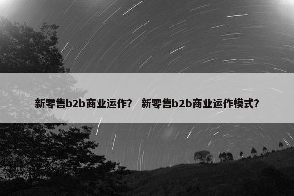 新零售b2b商业运作？ 新零售b2b商业运作模式？