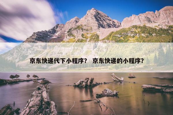 京东快递代下小程序？ 京东快递的小程序？