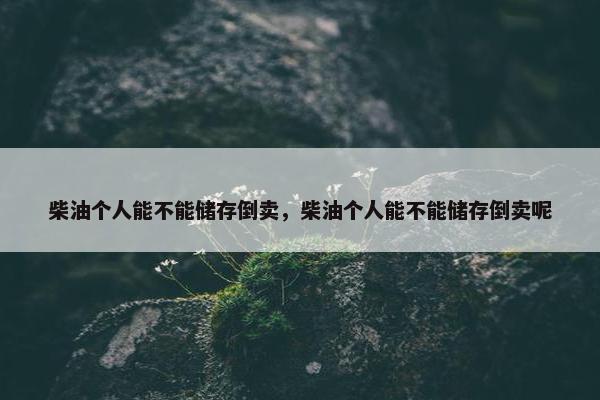 柴油个人能不能储存倒卖，柴油个人能不能储存倒卖呢