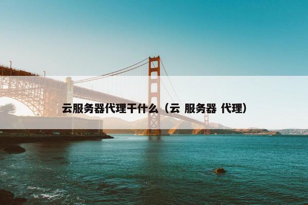 云服务器代理干什么（云 服务器 代理）