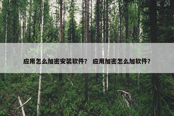 应用怎么加密安装软件？ 应用加密怎么加软件？