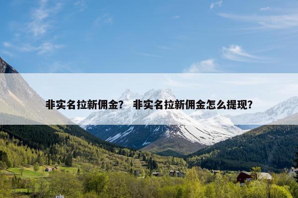 非实名拉新佣金？ 非实名拉新佣金怎么提现？