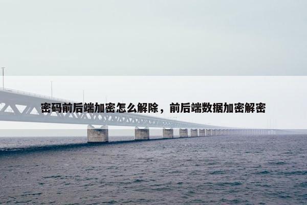 密码前后端加密怎么解除，前后端数据加密解密