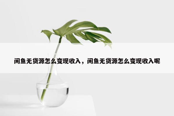 闲鱼无货源怎么变现收入，闲鱼无货源怎么变现收入呢