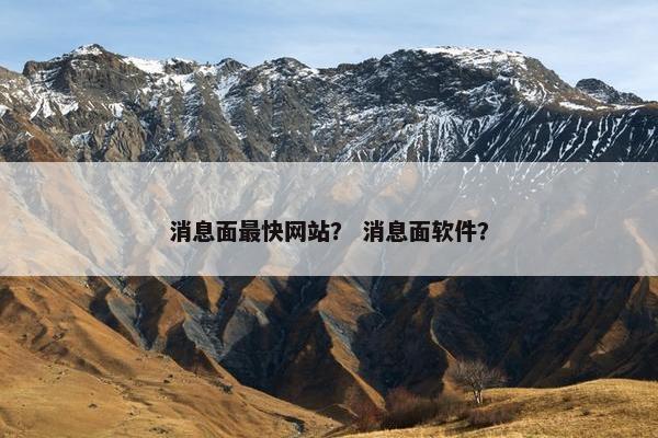 消息面最快网站？ 消息面软件？