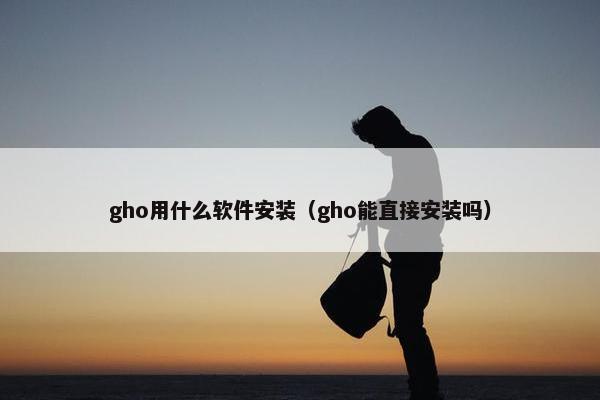 gho用什么软件安装（gho能直接安装吗）