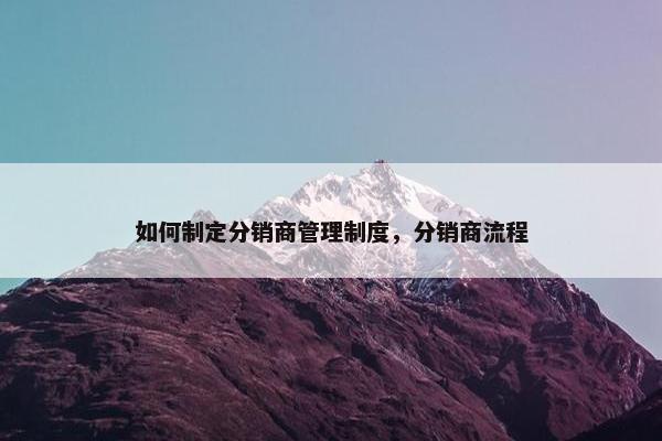 如何制定分销商管理制度，分销商流程