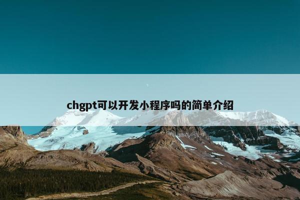 chgpt可以开发小程序吗的简单介绍