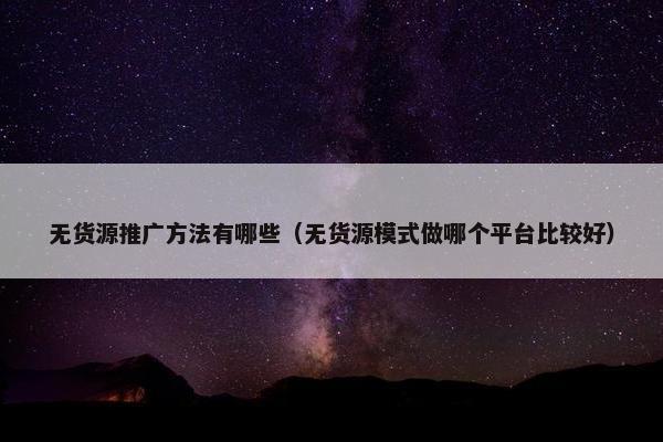 无货源推广方法有哪些(无货源模式做哪个平台比较好)