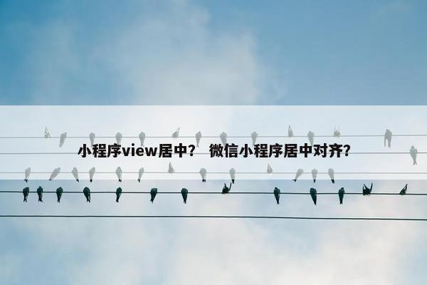 小程序view居中? 微信小程序居中对齐?