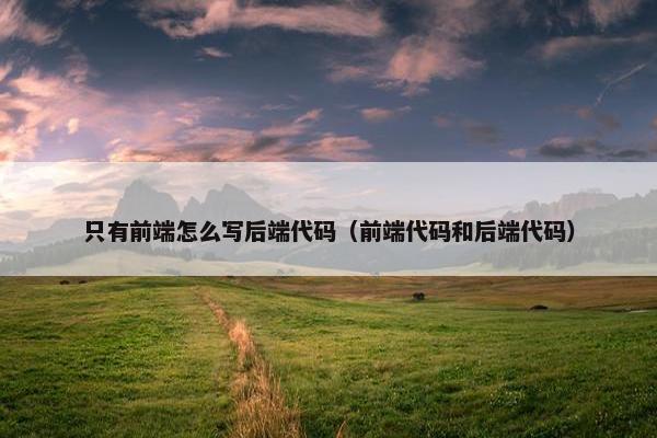 只有前端怎么写后端代码（前端代码和后端代码）