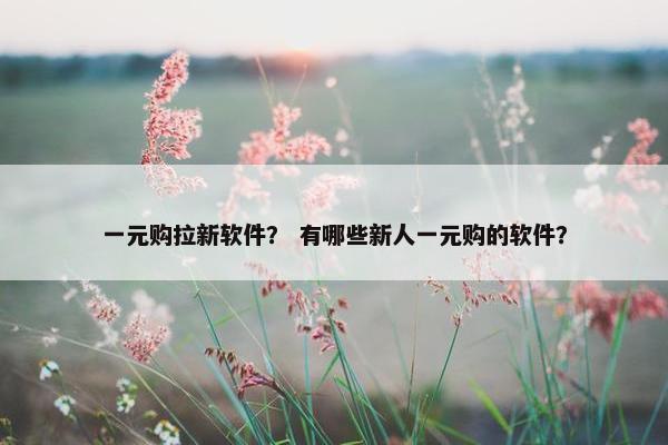 一元购拉新软件? 有哪些新人一元购的软件?