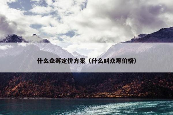 什么众筹定价方案(什么叫众筹价格)
