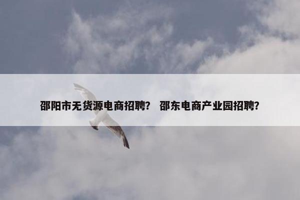 邵阳市无货源电商招聘? 邵东电商产业园招聘?
