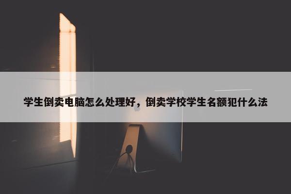 学生倒卖电脑怎么处理好,倒卖学校学生名额犯什么法