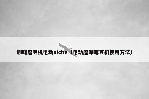 咖啡磨豆机电动niche（电动磨咖啡豆机使用方法）
