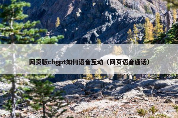 网页版chgpt如何语音互动（网页语音通话）